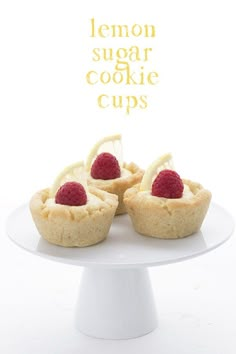 lemon sugar cookie cups with raspberries on top