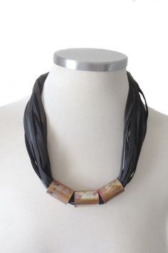 Black Leather Necklace with Copper Spacers. String Necklace- Leather Jewelry- Statement Necklace   This bold necklace inspired by African tribe dress Leather Statement Necklace, African Tribe, String Necklace, Black Leather Necklace, Jackets Black, Everyday Clothing, Necklace Leather, Bold Necklace, Jewelry Statement