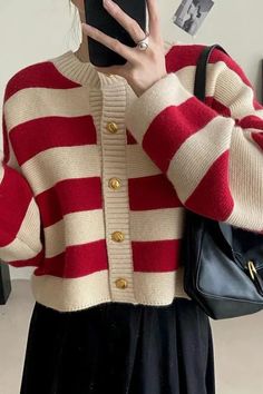 Winter Striped Cardigan For Layering, Chic Striped Cardigan For Fall, Trendy Striped Knit Outerwear, Striped Long Sleeve Cardigan For Layering, Trendy Striped Outerwear For Layering, Cozy Striped Knit Outerwear, Chic Striped Winter Outerwear, Striped Cardigan For Fall Layering, Fall Striped Cardigan For Layering