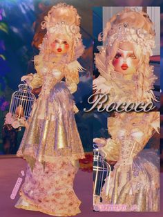 Dress to impress rococo inspo #dresstoimpress Dti Rococo Outfits, Dress To Impress Hard Themes, Doll Dress To Impress Outfit, Top Model Outfits Dress To Impress, Rocco Dress To Impress, Dress To Impress Top Model Theme, Top Model Dress To Impress Outfit, Top Model Dti, Rococo Dti