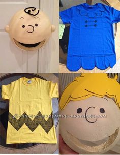 four different pictures of children's clothing made to look like cartoon characters