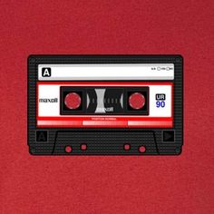 an old fashioned audio tape recorder on a red background