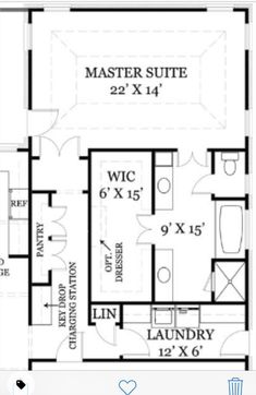 the floor plan for a house with two master suites and an attached laundry room area