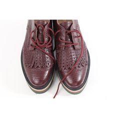 Zimmermann Maroon Leather Platform Lace Up Tassel Brogues Loafers Size 36 Loafers Are Pre-Owned, Good Condition Light Wear Around Toes And Back Heels. Moderate Wear On The Bottom Soles Maroon Color Leather Upper Almond Toe Lace Up I Do Not Have Original Shoe Box Brand: Zimmermann Size: 36 Material: Leather Measurements In Inches: Outsole Length: 9.25 Vamp: 2.75 Heel Height: 1.5 Leather Oxfords With Tassels And Round Toe, Leather Wingtip Shoes With Tassels, Wingtip Leather Shoes With Tassels, Spring Wingtip Tassel Loafers With Leather Sole, Leather Wingtip Oxfords With Tassels, Flat Heel Leather Shoes With Brogue Detailing For Galas, Leather Shoes With Brogue Detailing For Galas, Flat Heel Oxfords With Brogue Detailing For Galas, Leather Flat Lace-up Shoes With Brogue Detailing