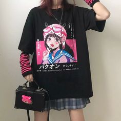 Stile Punk Rock, Kawaii Punk, Jacket Dress Set, Harajuku Clothes, Estilo Harajuku, Gothic Tops, Summer Goth, Geometric Sleeve, Punk T Shirt