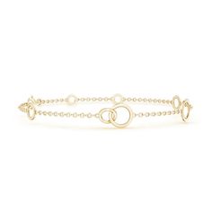 This minimal yet stylish link bracelet features open circle motifs that are connected with a simple chain. The interlocked circles at the center add to the design's unique look. This polished infinity circle bracelet is expertly crafted in 14k yellow gold and secures with a lobster claw clasp. Plain Jewelry, Simple Chain, Circle Bracelet, Link Bracelets, Chain Bracelet, Types Of Metal, Circles, Gold Bracelet, 18k Gold