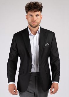 Bryant Black Sharkskin Jacket - SARTORO Sharkskin Suit, Custom Made Suits, Body Posture, Grey Tie, Body Proportions, Stretch Pants, Fabric Samples, Mens Suits, A Black