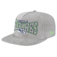 the seattle football team's new era snapback hat is shown in grey and green