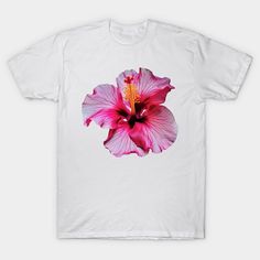 Beautiful Pink Hibiscus flower art print for you and your loved ones to enjoy. -- Choose from our vast selection of Crewneck and V-Neck T-Shirts to match with your favorite design to make the perfect graphic T-Shirt. Pick your favorite: Classic, Boxy, Tri-Blend, V-Neck, or Premium. Customize your color! For men and women. Flower Tees, Hibiscus T Shirt, Flower T Shirt, Hibiscus Flower Shirt, Flower Tshirt Design, Flower Graphic Tee Design, White T-shirt With Hibiscus Print For Spring, Graphic Tees Design Prints, Flower Shirt Design