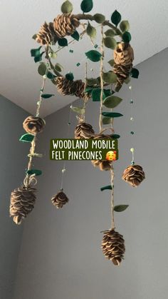 Woodland Mobile Felt pinecones 🥰 Julkransar Diy, Forest Room, Woodland Mobile, Deco Nature, Baby Room Inspiration, Forest Nursery, Nursery Room Inspiration, Nursery Baby Room, Nature Crafts