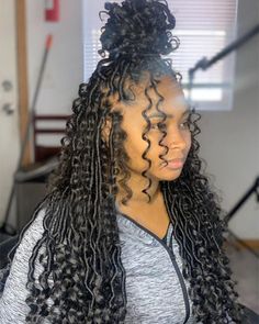 Goddess Locs Hairstyles, Hairstyles On Black Women, Crochet Curly Hair, Curly Faux Locs Crochet, Wavy Crochet, Goddess Locs Crochet, Curly Faux Locs, Two Braid Hairstyles, Curly Crochet Hair Styles