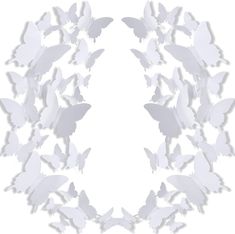 white butterflies arranged in the shape of a circle on a white background, 3d rendering