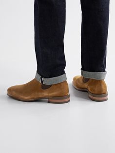 In 1932, R.M. Williams first created footwear that could handle the rough and tumble of the outback, but was also slick enough for town. These Chelsea boots are still handcrafted in Australia from naturally resilient suede. Complete with Goodyear-welted® soles, they deliver lasting style and substance. Wear them with your favourite selvedge denim. Chelsea Boots Brown, Chelsea Boots For Men, Brown Denim, Brown Chelsea Boots, Suede Chelsea Boots, Chelsea Boots Men, Boots For Men, Selvedge Denim, Boots Brown