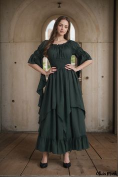 Olivia Mark - Revive the Past Elegant Waistline Revival Apostolic Fashion, High Low Skirt, Pure Color, Olivia Mark, Elegant Dresses, Lace Trim, Dark Green, Wrap Dress, Casual Dresses