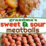 the cover of grandma's sweet and sour meatballs is shown in this advertisement