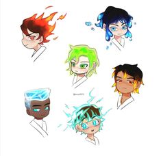 six avatars with different colored hair and eyes