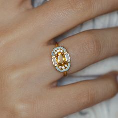 Lena Citrine 24K Gold Ring Citrine Gold Ring 24K Gold - Etsy