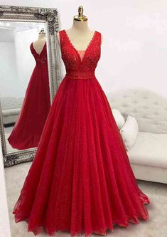 Sparkly Red Prom Dresses Glitter Prom Dresses, Glitter Outfit, Sell Dresses, Custom Prom Dress, Red Corset, V Neck Prom Dresses, Prom Dresses Gowns, Corset Dress Prom, Perfect Prom Dress