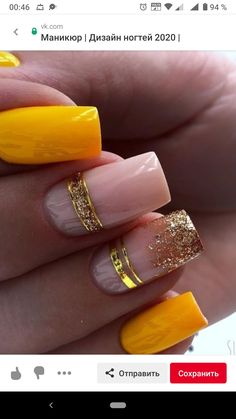 Nail Polish Art Designs, Ombre Nail Art Designs, Diva Nails, Gel Nails Diy, Nails Design With Rhinestones, Fall Acrylic Nails, Super Nails, Shellac Nails, Yellow Nails