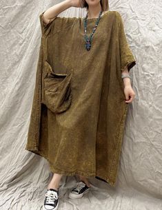 Linen Loose Dress, Minimalist Wardrobe Essentials, Linen Kaftan, Dark Brown Dress, Loose Summer Dress, Oversize Dress, Kaftan Dresses, Loose Fit Dress, Long Clothes