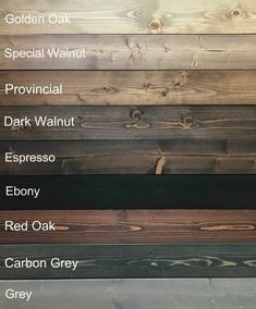 the different types of wood used in this project are labeled with their names and colors