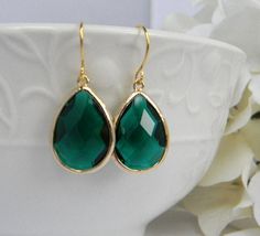 Emerald Earrings Gold Earrings Dangle Earrings by Greenperidot Emerald Earrings Gold, Blush Earrings, Bridesmaid Gifts Earrings, Crystal Wedding Jewelry, Peach Earrings, Emerald Green Earrings, Wedding Bridesmaid Jewelry, Earrings Bridesmaid, Wedding Accessories Jewelry