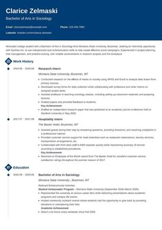 a professional resume template with blue accents