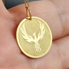 Phoenix Necklace, Personalized Phoenix Bird Gold Pendant, Phoenix Jewelry, Strength & Renewal Symbol, solid gold 14k, necklace for gift, (ask us to do it for you in the size you want), Symbolic 14k Gold Jewelry For Commemoration, 14k Gold Medallion Jewelry Gift, 14k Gold Necklaces For Commemoration, Gold 14k Necklace For Commemoration, Cadmium-free Yellow Gold Necklace For Gifts, Symbolic 14k Stamped Necklace As Gift, Symbolic 14k Stamped Necklace For Gift, 14k Gold Commemorative Necklace, 14k Gold Pendant Jewelry