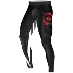 American Flag Black Men's Compression Leggings - BattleFitGear Fitted Sports Bottoms, Black Compression Tights For Streetwear, Black Compression Squat Proof Pants, Black Squat Proof Compression Pants, Black Squat Proof Pants For Training, Jiu Jitsu Gi, Leggings Gym, Rash Guard Women, Mens Compression