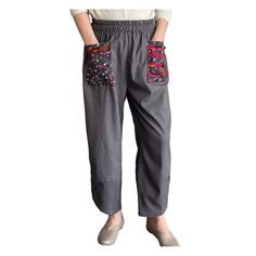 - Brand New - Color : Gray - 55% Linen, 45% Cotton - Drawstring Closure - Hand Wash Only - Elastic Waist, Vintage Style, Patchwork, Irregular Pants Cuff, Original Design, Drop Crotch Linen Pants For Large Women - Lightweight Cotton Linen Fabric Keeps You Comfortable, Elatic Waist Makes It Is Easy To Pull On - Chinese Style Pocket With Colorful Patchwork, Nice Drape; Different But Stylish Pants Is Your Good Choice. - Loose Style, Suit For Homewear, Relaxing, Outdoor, Casual, Party, Date, Beach An Wide Leg Trousers Casual, Linen Wide Leg Pants, Ll Bean Women, Pants Baggy, Trousers Casual, Vintage Trousers, Stylish Pants, Wide Leg Linen Pants, Cuffed Pants