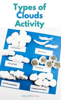 the types of clouds activity for kids to use in their homeschool activities, such as reading and writing