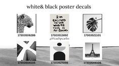 a black and white poster with different pictures on it