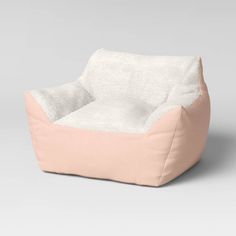 a pink and white bean bag chair