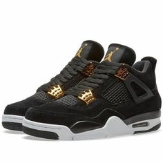 Black And Gold Jordans, Jordan 4 Retro Metallic, Nike Shoes Women Fashion, Jordan 4 Black, Nike Air Jordan 4 Retro, Nike Air Jordan 4, Jordan Retro 4, Jordan Shoes Retro, Jordan 4s