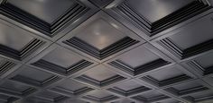 the ceiling is made up of metal squares