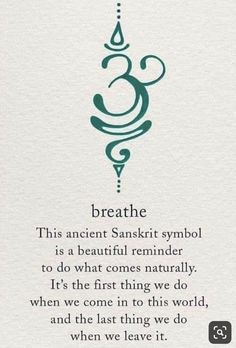 a poem written in green ink on white paper with an image of a tree and the words breathe, this ancient sank symbol is a beautiful reminder to do what comes naturally