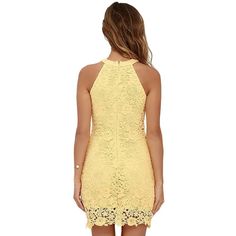 Elegant Halter Neck Sleeveless Sheath Bodycon Lace Dress Blue Grad Dresses, Bodycon Lace Dress, Yellow Lace Dress, Summer Cocktail Dress, Yellow Lace Dresses, Love Poem, Crochet Dresses, Summer Cocktail, Grad Dresses