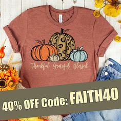 Shop stylish faith-based tees made with premium quality! 👚 Love in Faith t-shirts are soft, and have the perfect vintage fit. Cute Fall Designs, Faith Apparel, Worship Team, Leopard Pumpkin, Fall Designs, Thankful Grateful Blessed, Faith Clothing, Usa Tee, Thankful And Blessed