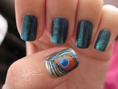 . #nails #peacock #nail #art #inspiration Creative Nails, Peacock Feather, Mani Pedi