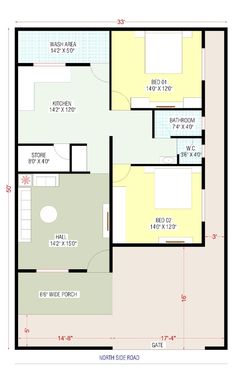 the floor plan for a two bedroom apartment with an attached bathroom and living room area