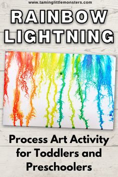 rainbow lightening process art activity for toddlers and preschoolers with text overlay