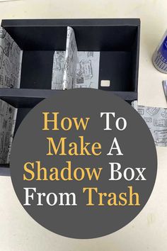 cardboard box with text overlay Shadow Box Christmas Craft, Shadow Box Wall Display, Curio Box Ideas, Diy Shadow Box Shelves, Hat Shadow Box Ideas, Easy Diy Shadow Box Picture Frames, Cardboard Shadow Box Diy, Shadow Box Craft Ideas, Cricut Projects Shadow Boxes