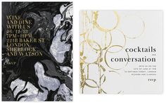 two books with black and white covers, one has gold foil on the front cover