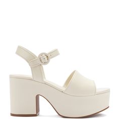 Miso Platform Strap Sandal In Ivory Leather Us Forever, People Talking, Sandal Platform, Thick Heel, Comfortable Sandals, Thick Heels, Pump Sandals, Pre Fall, Wide Straps