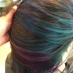 Creative color. Oil slick hair. Oil Spill, Hair Creations, Haircut And Color, Creative Colour