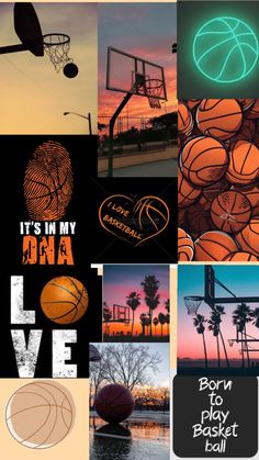 a collage of photos with basketballs, palm trees and the words it's in my ona love