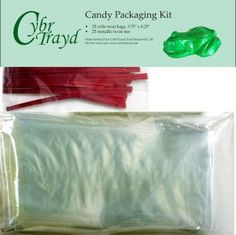 candy packaging kit with green plastic wrapper