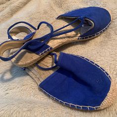 Womens Gap, Lace Up Espadrilles, Admiral Blue, Size 7.. New Never Worn Blue Espadrilles With Woven Sole For Beach, Blue Open-toe Espadrilles With Woven Sole, Blue Open Toe Espadrilles With Woven Sole, Blue Summer Espadrilles With Woven Sole, Gap Sandals With Round Toe For Spring, Blue Open Toe Espadrilles For Vacation, Casual Blue Sandals With Woven Sole, Blue Espadrilles For Beach In Spring, Blue Summer Espadrilles