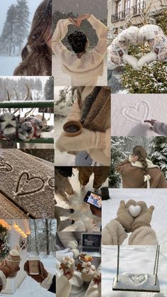 the collage shows many different images of people in winter clothing