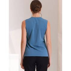 This elegant work blouse featuring a sleeveless design, and a v-neck has a basic style. You can pair this blouse with a variety of skirts, jeans, leggings, sneakers, or heel sandals to complete a casual look. This satin blouse with v neckline has a subtle texture with a solid color for a professional woman look. The soft and smooth fabric ensures all-day comfort.